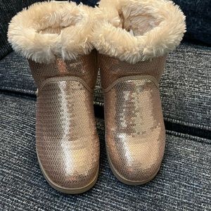 Like New Girls Gold Sequin Boots Size 13